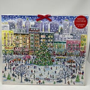 Advent Calendar Snowscape Galison Design 25 Windows Ribbon Hanger NWT Cardboard